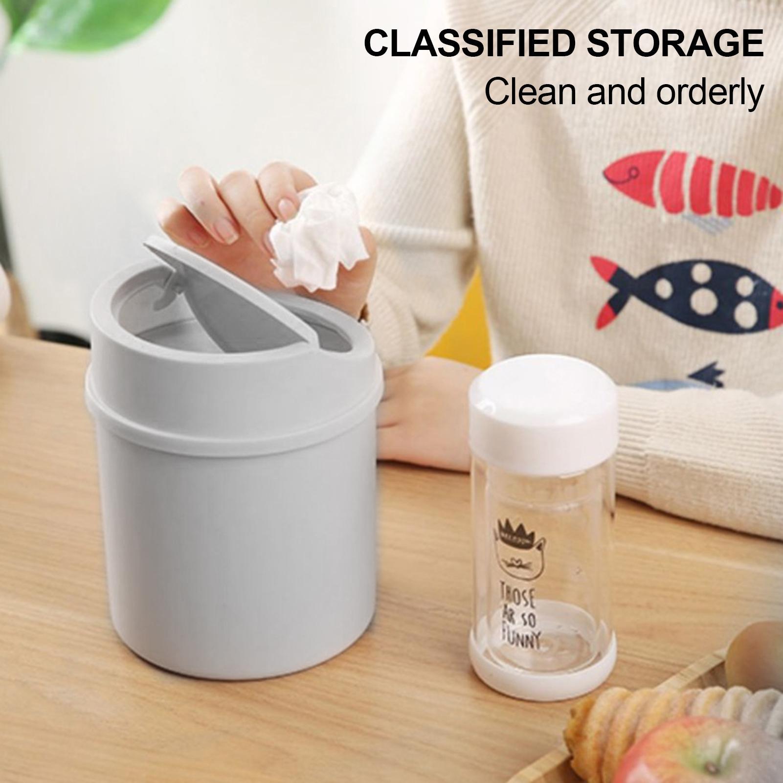 뚜껑이 있는 미니 데스크탑 쓰레기통 1개, 원통형 테이 - Commercial Kitchen Bin 리뷰 및 가격